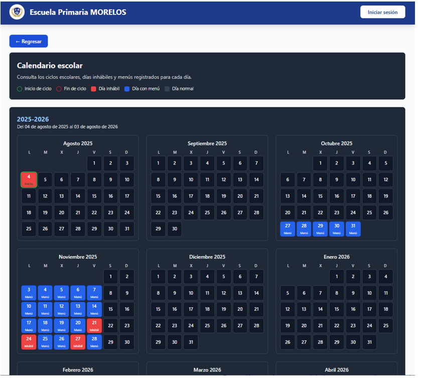 Calendario escolar completo
