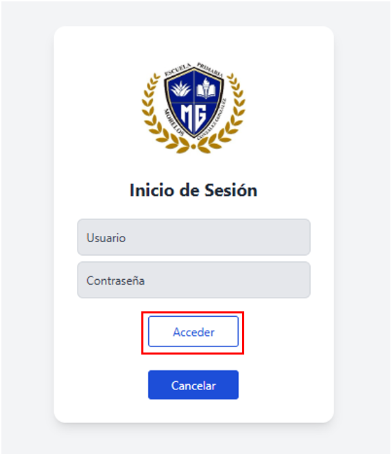 Pantalla de inicio de sesión